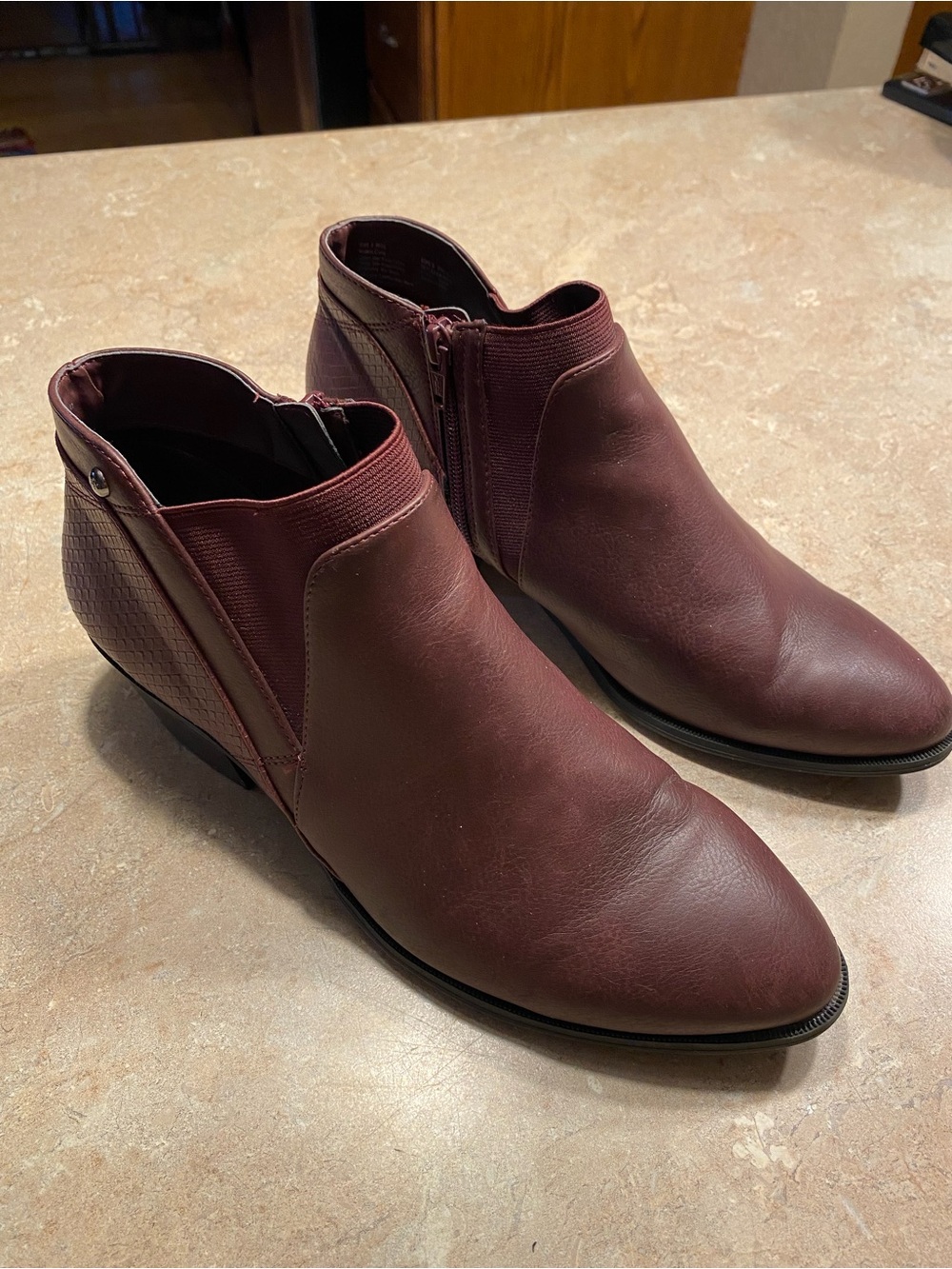 Women's Burgundy Ankle Boots - Sleek Leather Chelsea Style